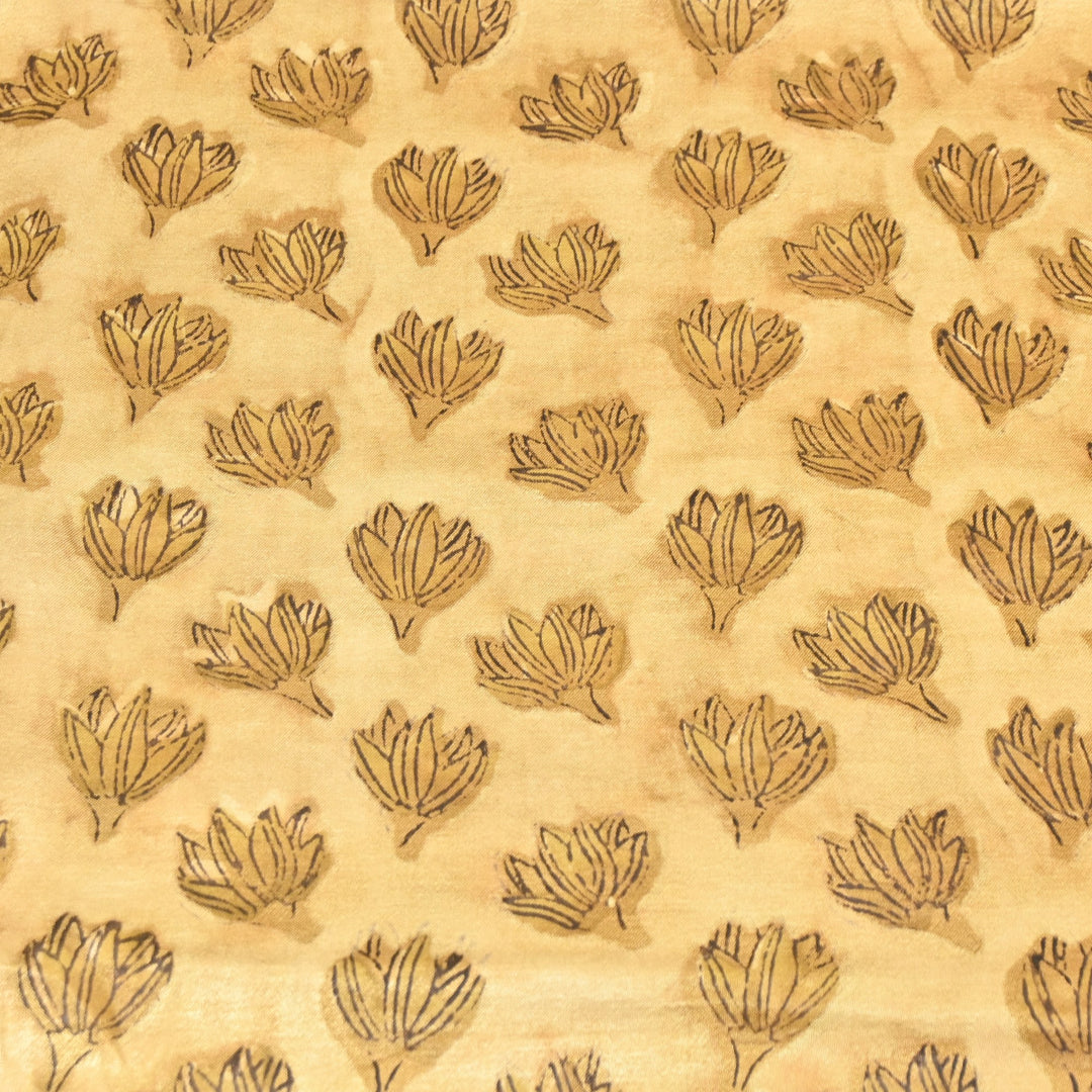 Mushrum Satin Vanaspati Print Fabric– Soft Luxury Designer Printed Fabric KK1217-1N