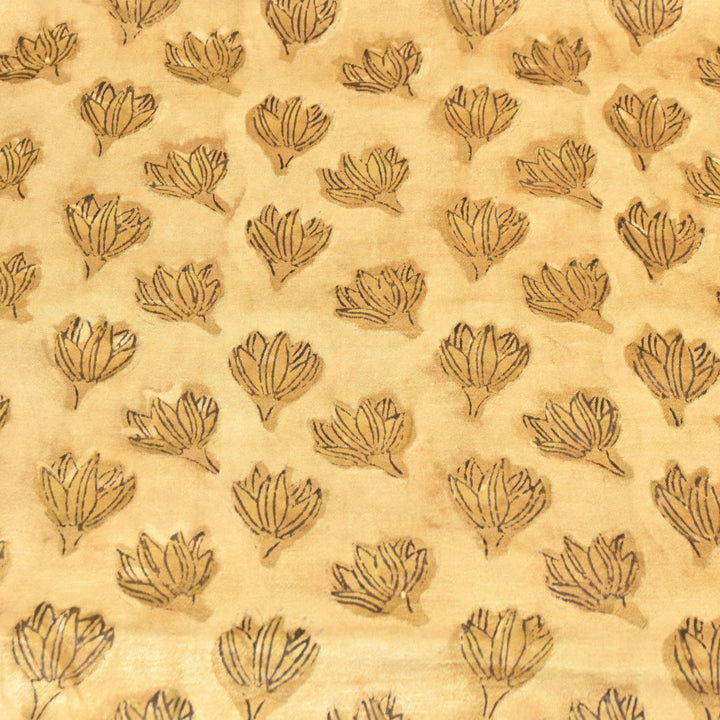 Mushrum Satin Vanaspati Print Fabric– Soft Luxury Designer Printed Fabric KK1217-1N
