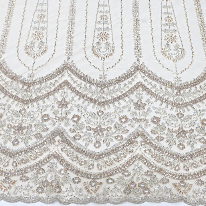 Imported Net Cutdana & Sequins Embroidery Fabric with Heavy Border