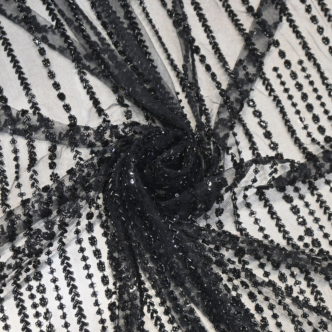 Premium Imported Beaded & Sequin Embroidery Net Fabric- 382747-03