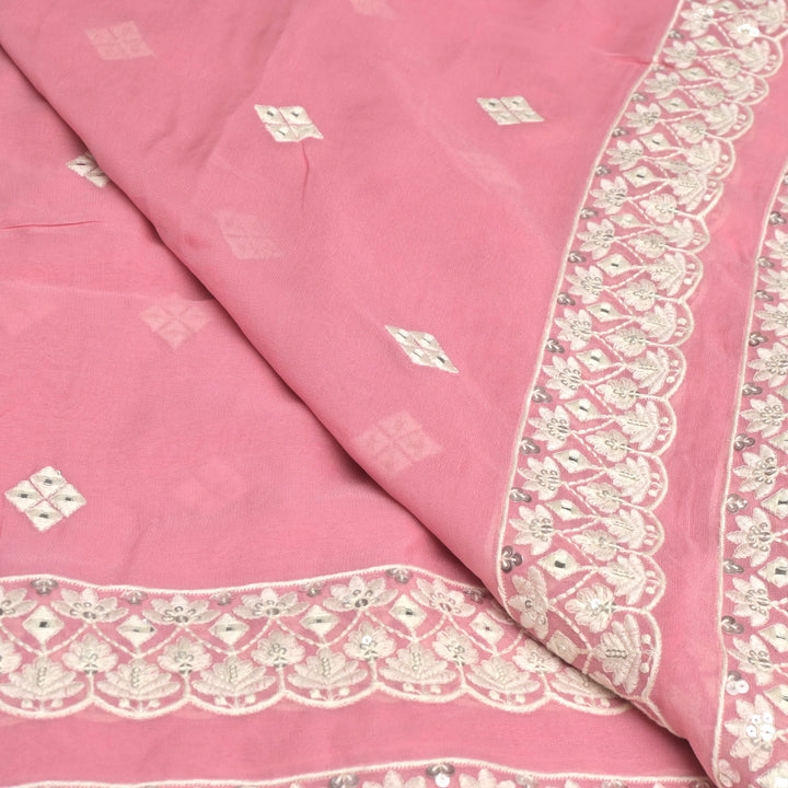 Viscose Georgette Mirror Embroidery Fabrics For Dupatta