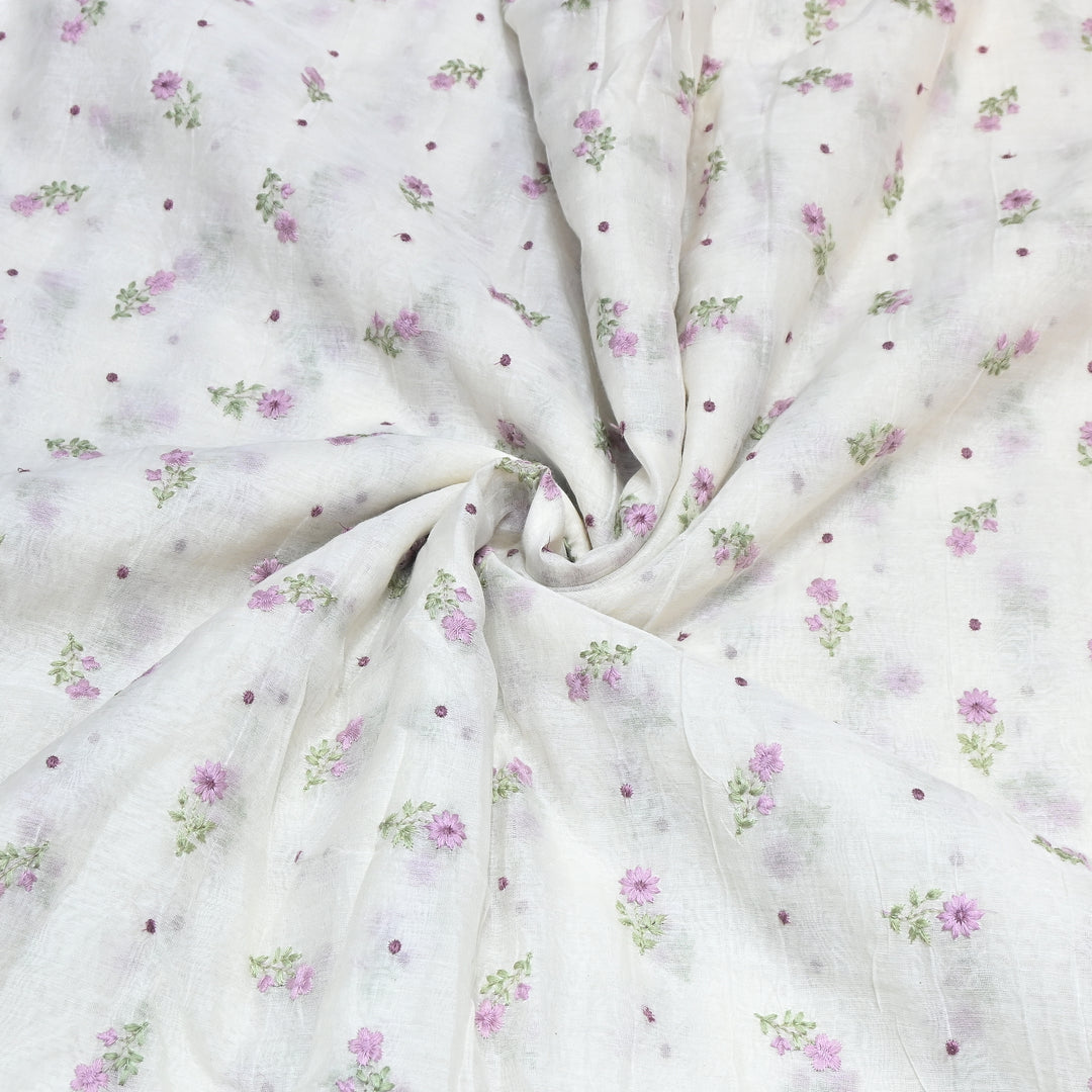 Dyeable Mul Chanderi Thread Embroidery Fabric – Soft Summer Designer Fabric-MF8209-6