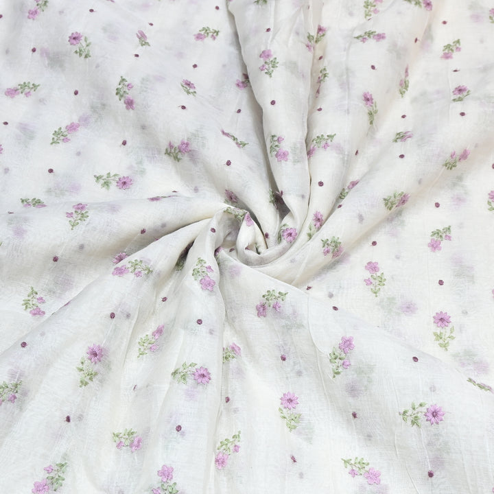Dyeable Mul Chanderi Thread Embroidery Fabric – Soft Summer Designer Fabric-MF8209-6