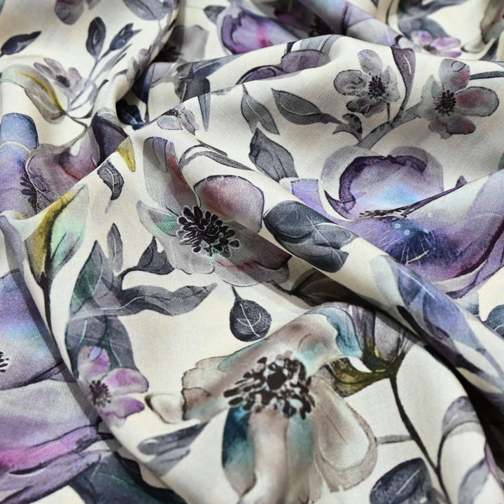 White Omura Cotton Floral Bloom Print