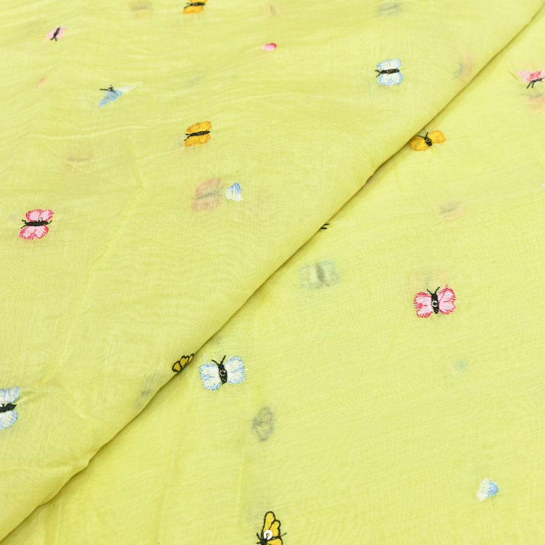 Mal Chanderi Thread Embroidery Fabric – Lightweight Elegant Designer Fabric- V2370C-01