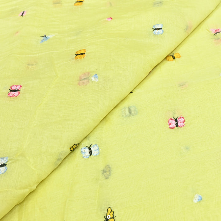Mal Chanderi Thread Embroidery Fabric – Lightweight Elegant Designer Fabric- V2370C-01