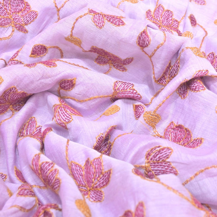 Dyed Mul Chanderi Thread Embroidery Fabrics