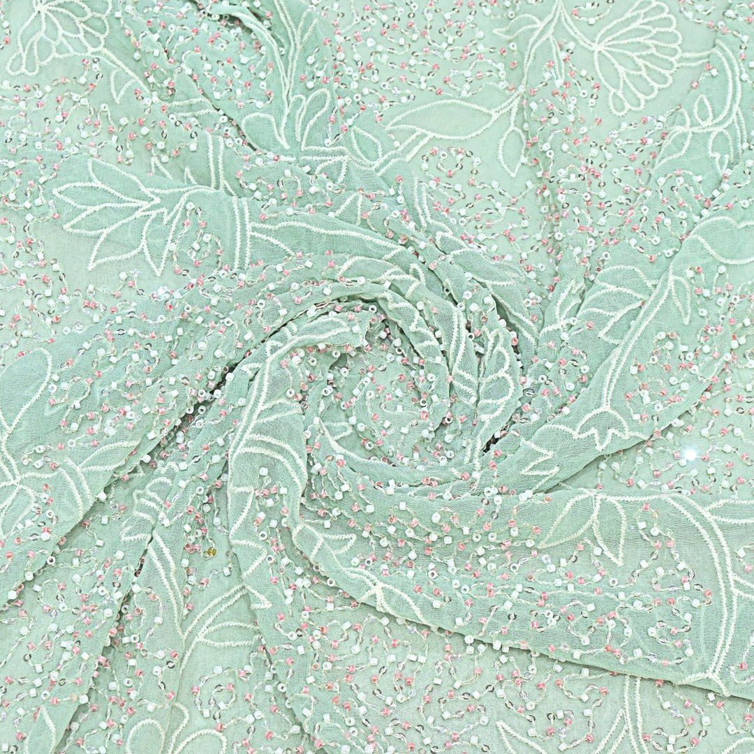 Viscose Georgette Moti Sequins Embroidery Fabrics