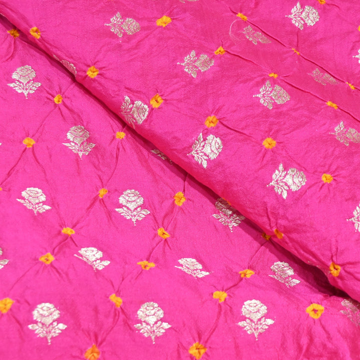 Pure Chiniya Silk Zari And Hand Bandhani Fabrics