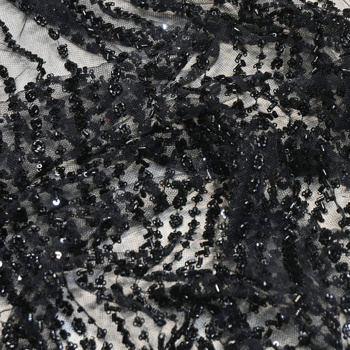 Premium Imported Beaded & Sequin Embroidery Net Fabric- 382747-03