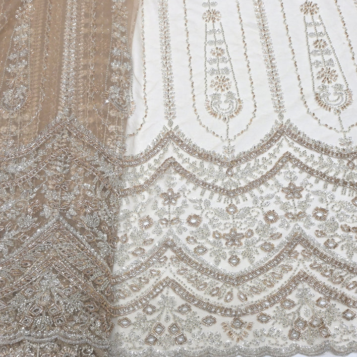 Imported Net Cutdana & Sequins Embroidery Fabric with Heavy Border