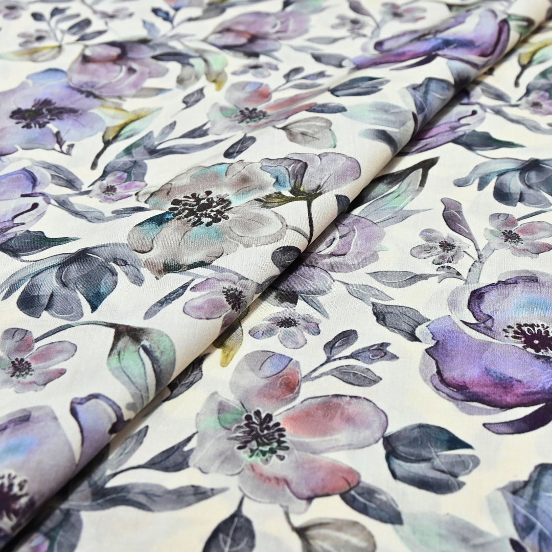 White Omura Cotton Floral Bloom Print