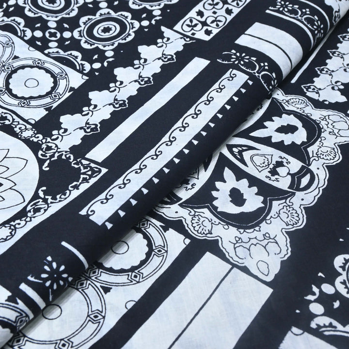 Black-White Cotton Printed Fabric