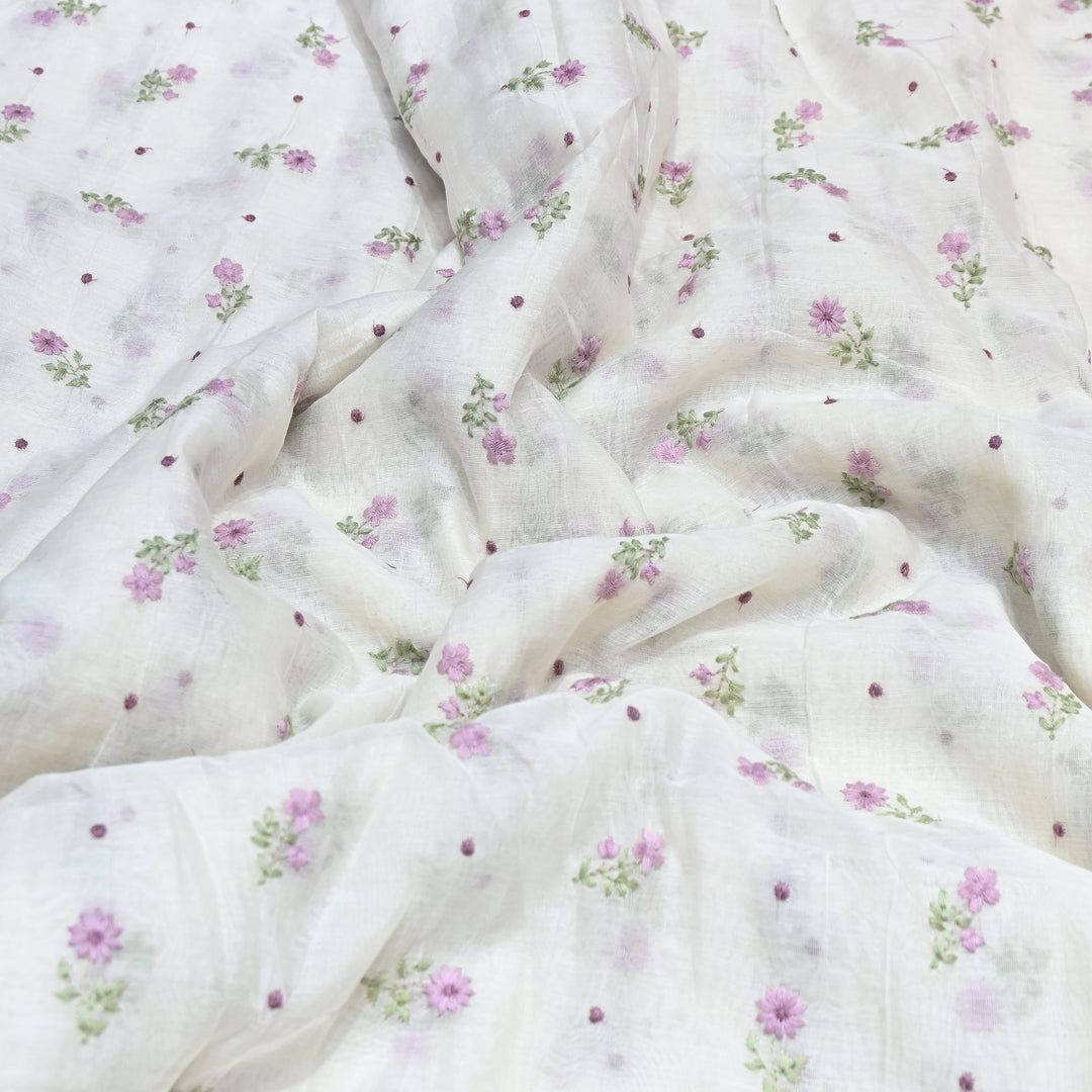 Dyeable Mul Chanderi Thread Embroidery Fabric – Soft Summer Designer Fabric-MF8209-6