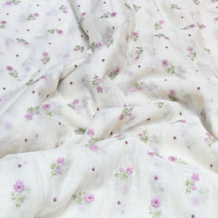 Dyeable Mul Chanderi Thread Embroidery Fabric – Soft Summer Designer Fabric-MF8209-6