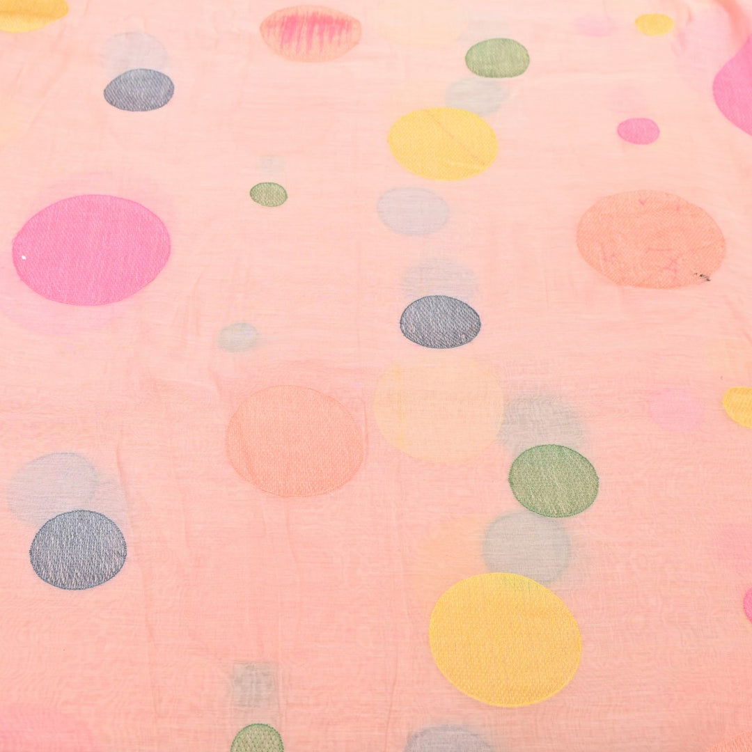 Peach Color Mul Chanderi Thread Embroidery Fabric – Soft Lightweight Designer Fabric-V2190C