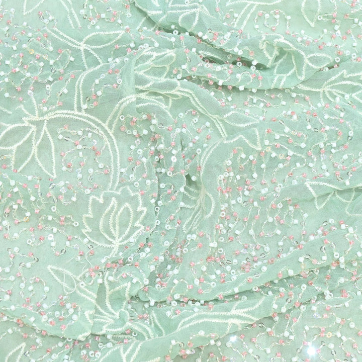 Viscose Georgette Moti Sequins Embroidery Fabrics