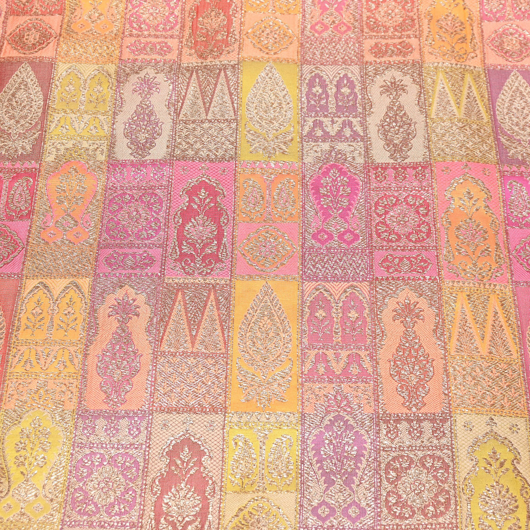 Multi Rangoli Brocade Fabric – Premium Zari Woven Designer Brocade Fabric 001006-A4