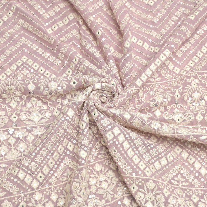 Viscose Georgette Mirror and Sequins Embroidery Fabrics