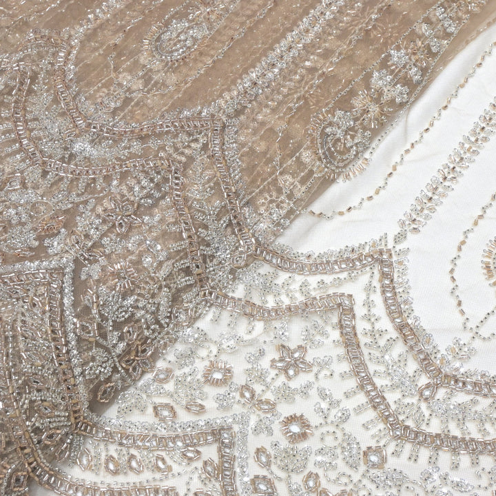 Imported Net Cutdana & Sequins Embroidery Fabric with Heavy Border