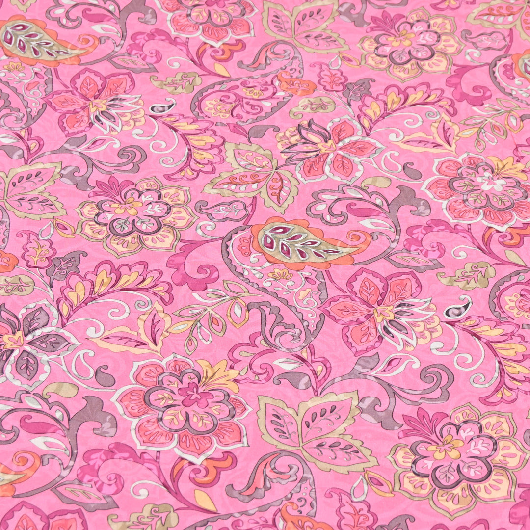 Pink Omura Cotton Floral Vine Print