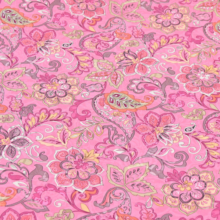 Pink Omura Cotton Floral Vine Print