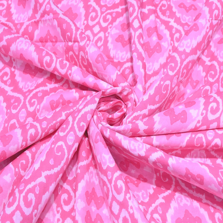 Bubble Gum Pink Cotton Printed Fabric