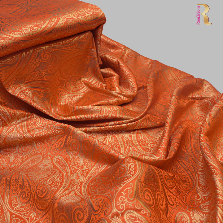 Burnt Orange Brocade with Metallic Gold.| 100-23-112