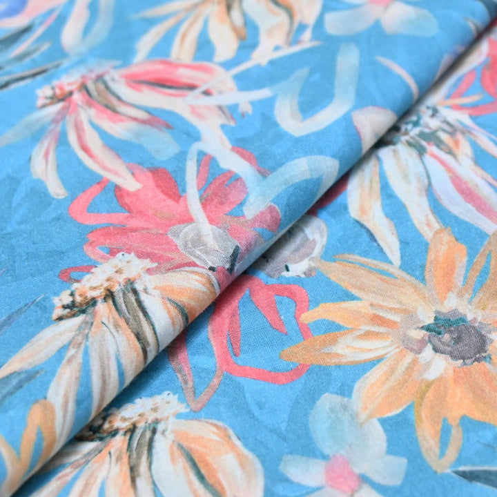 Multicolor Cotton Digital Print Fabric -Soft Breathable Printed Cotton Fabric-DA1124-1