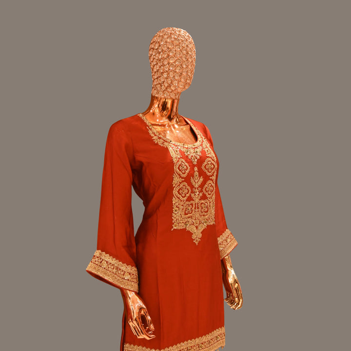 Red-Beige Sharara Suit