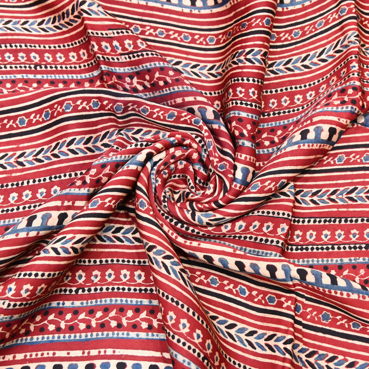 Red Modal Satin Fabric in Digital Print
