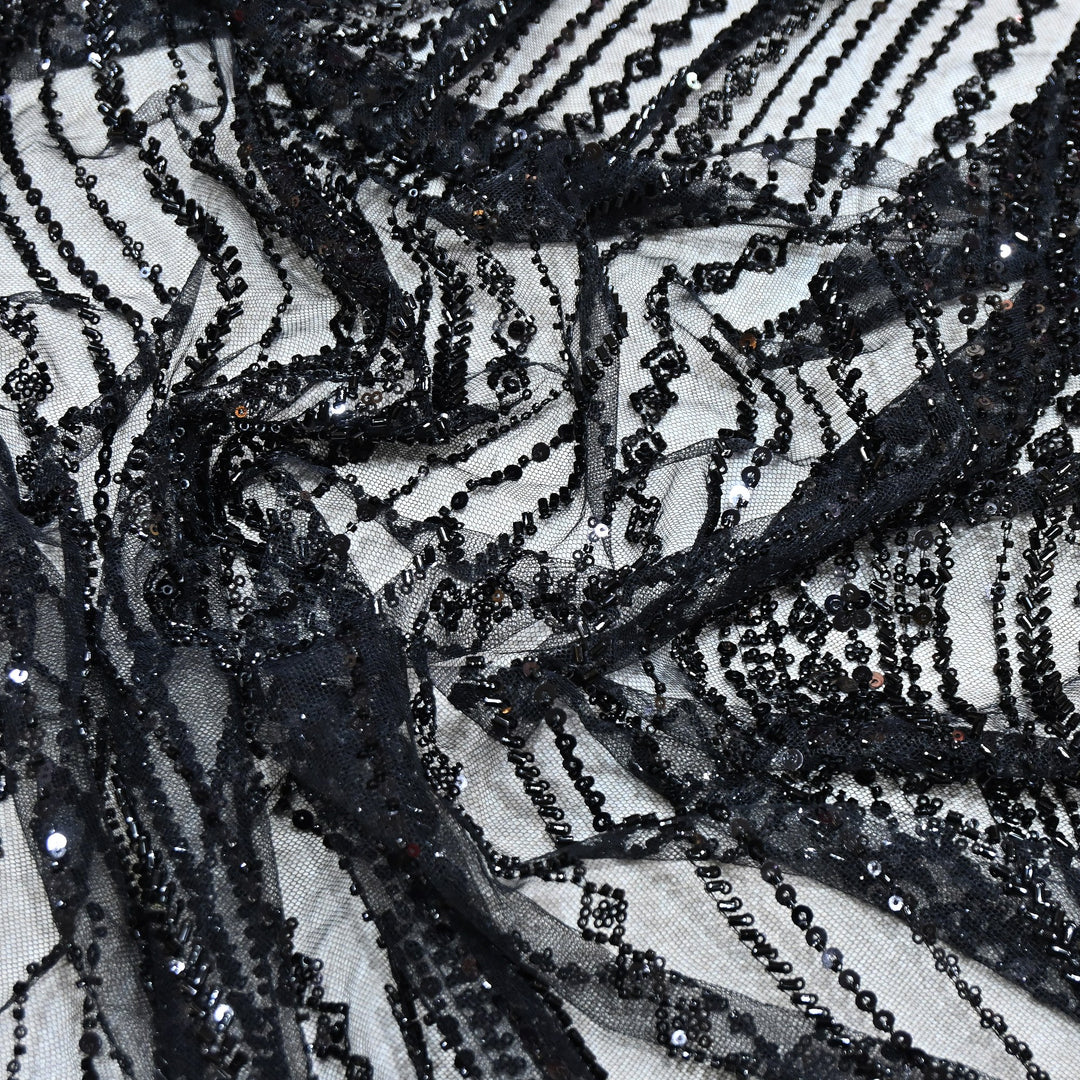 Luxury Imported Heavy Cut Dana & Sequins Embroidered Net Fabric– PCouture Designer Fabric 594343-3