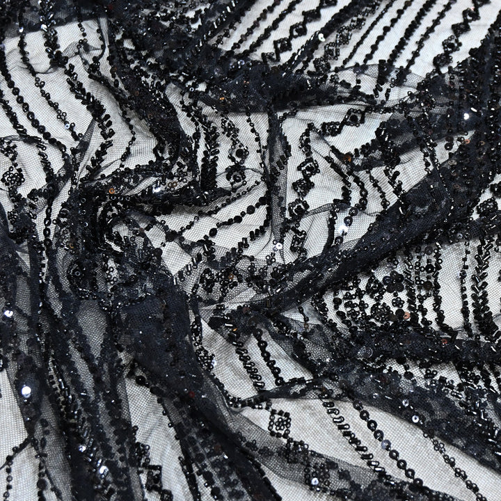 Luxury Imported Heavy Cut Dana & Sequins Embroidered Net Fabric– PCouture Designer Fabric 594343-3