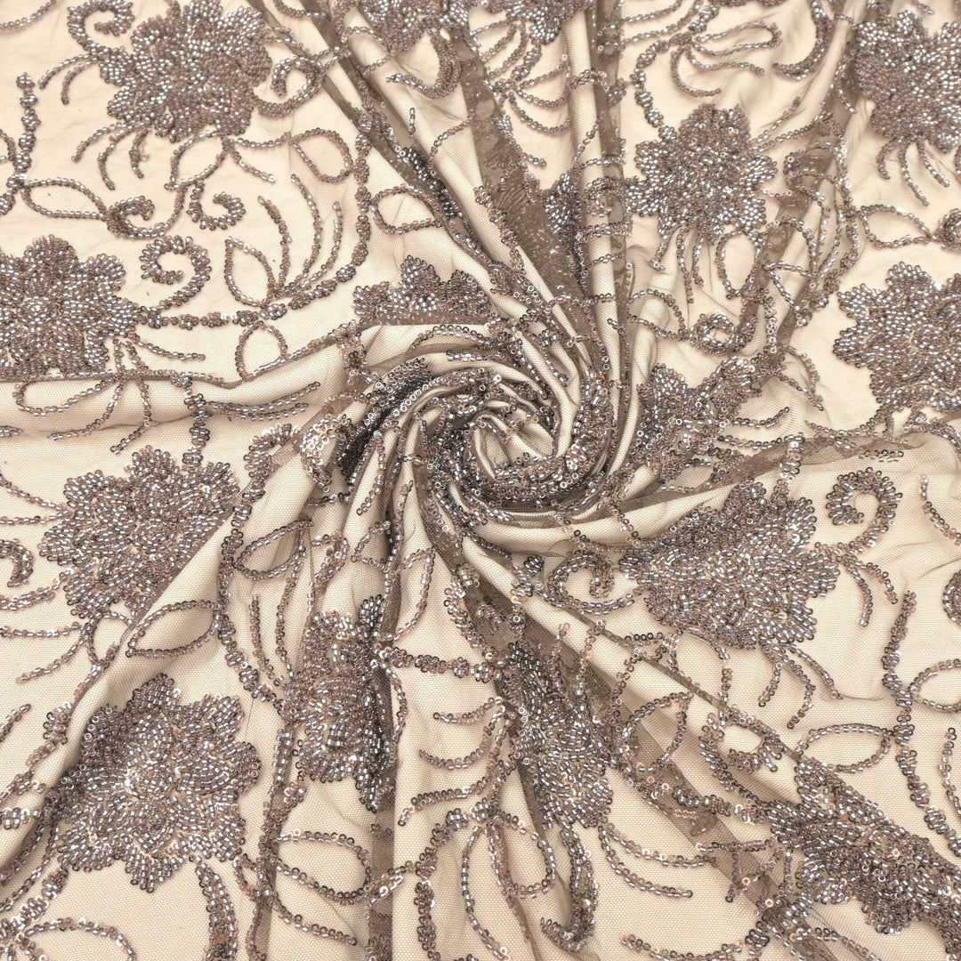 Imported Net Cutdana With Sequins Handwork Embroidery Fabrics