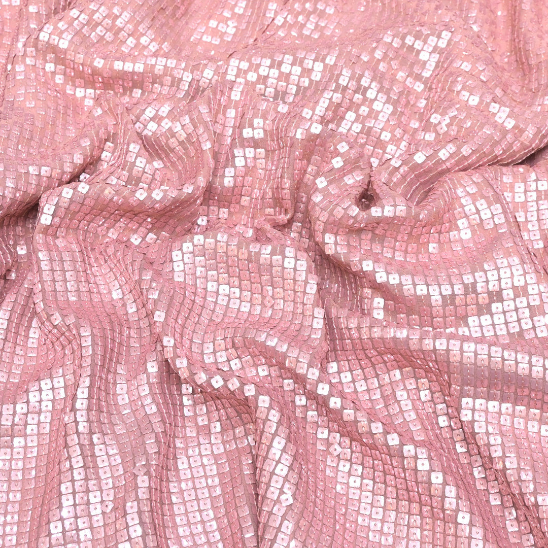 Viscose Georgette Sequins Embroidery Fabric
