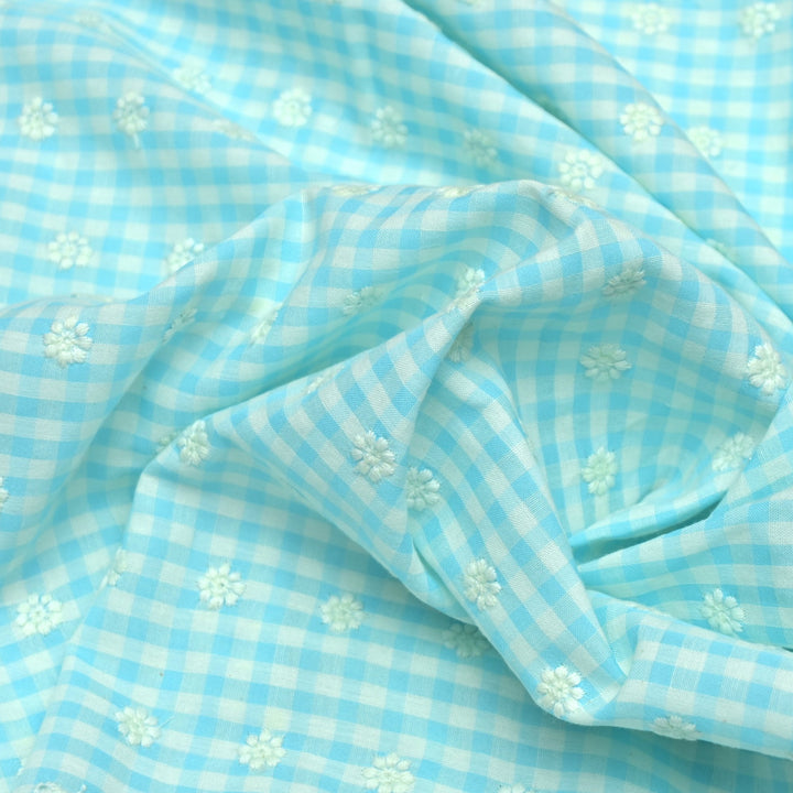 Cotton Checks Chikan Buti Fabrics