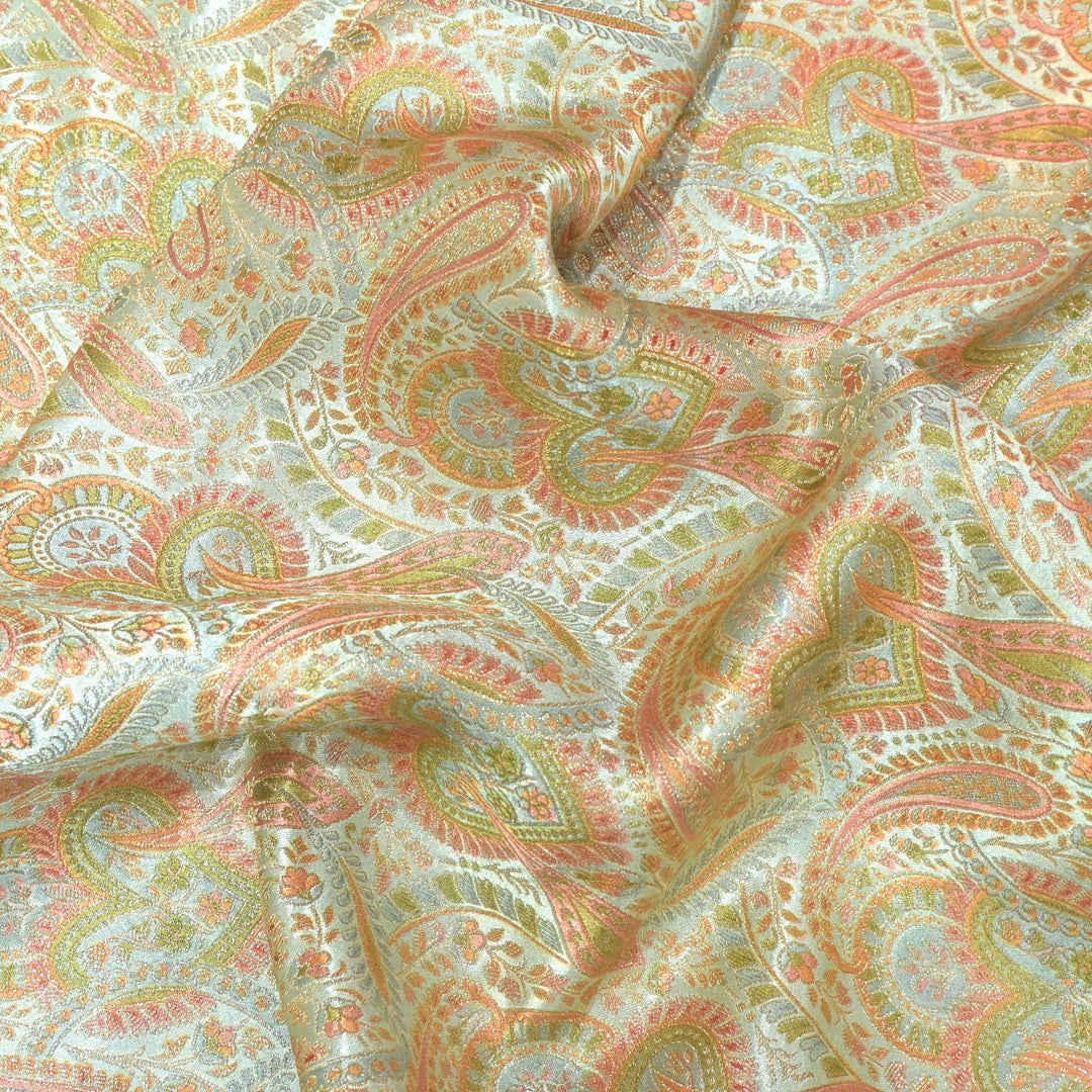 Gajji Satin Position Print Zari Jacquard Fabrics