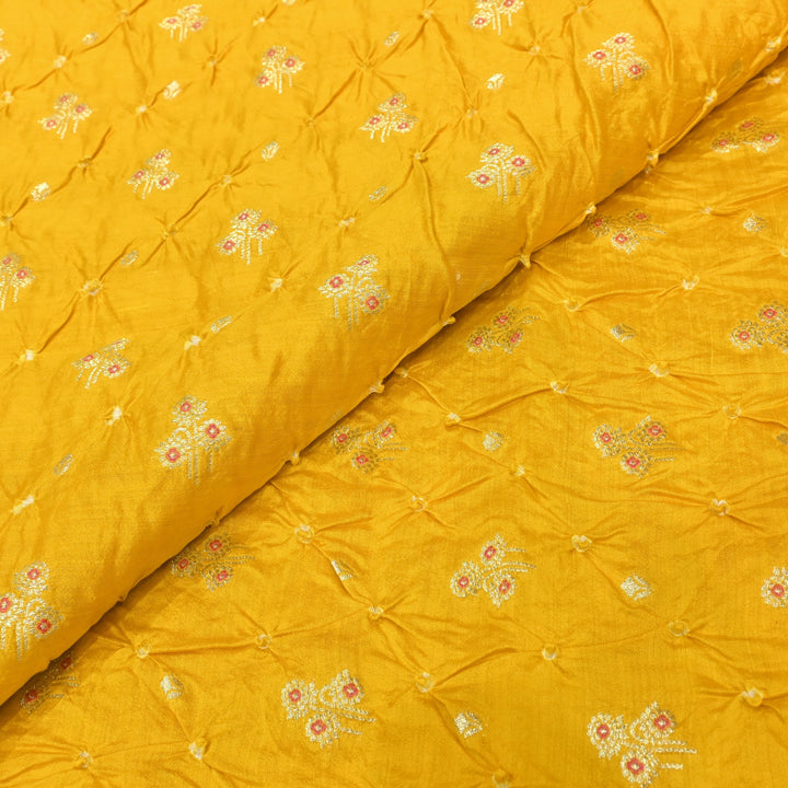 Pure Chiniya Silk Meena Zari And Hand Bandhani Fabrics