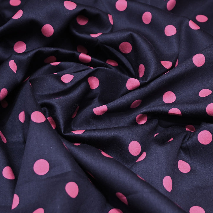 Glace Cotton With Beautiful Polka Dot Print Fabric – Lightweight Designer Cotton Fabric - LT0185-11