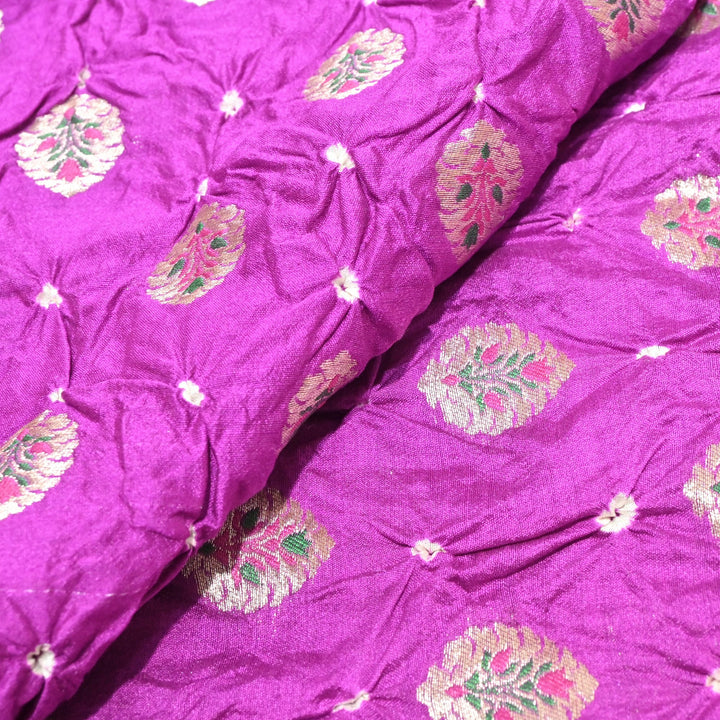 Pure Chiniya Silk Zari And Hand Bandhani Fabrics