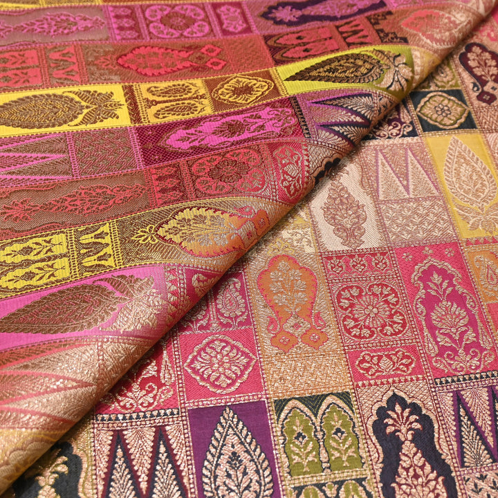 Multi Rangoli Brocade Fabric – Premium Zari Woven Designer Brocade Fabric 001006-A24