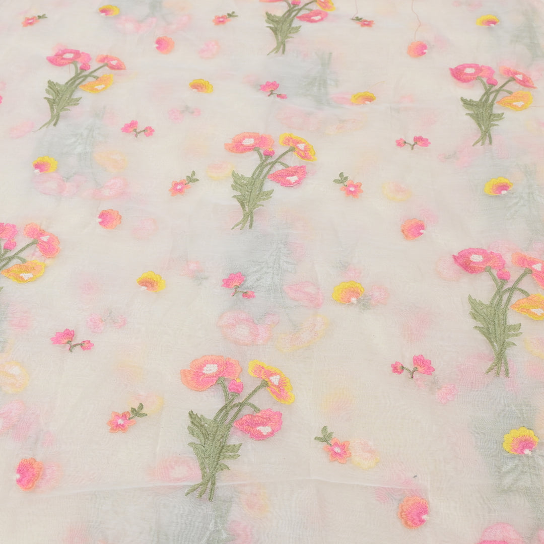 off white Mul Chanderi Sequins Embroidery.