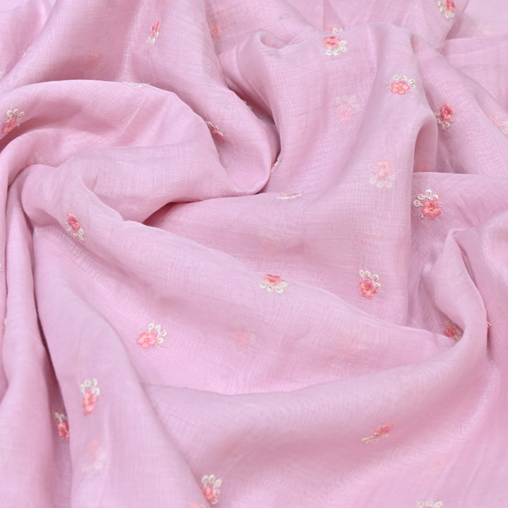 BLUSH PINK COLOR MUL CHANDERI THREAD EMBROIDERY FABRIC - GP4822A- 01