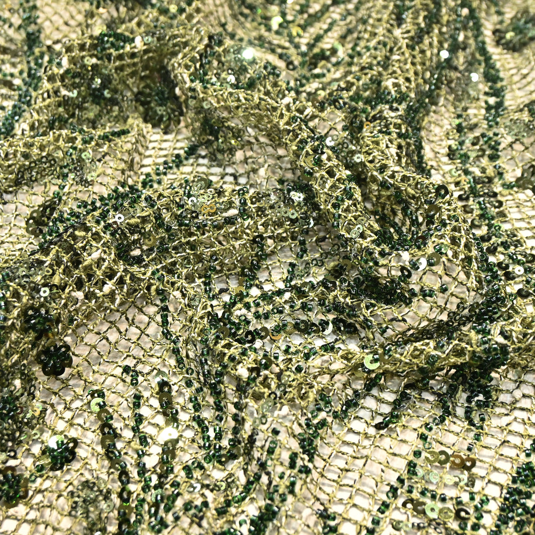 Beautiful Imported Net Cut Dana & Sequins Embroidery Designer Fabric EC1533-2B