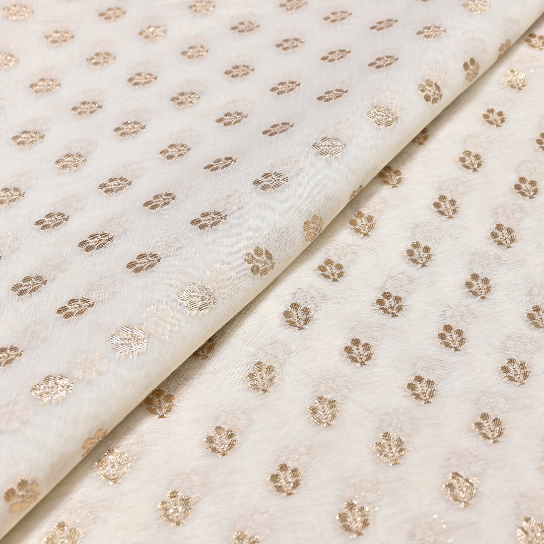 Banarasi Chanderi Gold Mat Zari Fabric – Premium Designer Ethnic Wear Fabric 000313-2