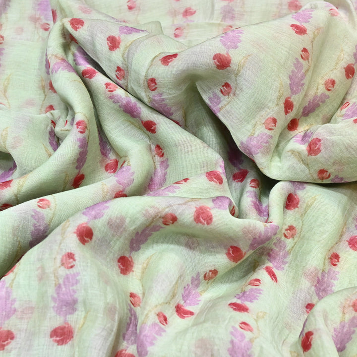 Mul Chanderi Digital Print Fabric - Soft Lightweight Designer Fabric GT0185-1B