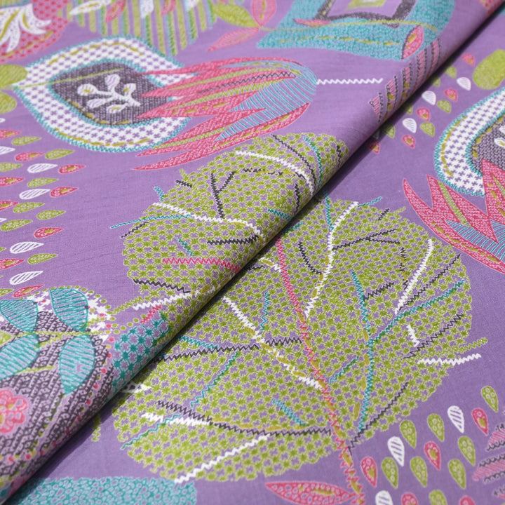 Violet Garden Cotton Printed Fabric
