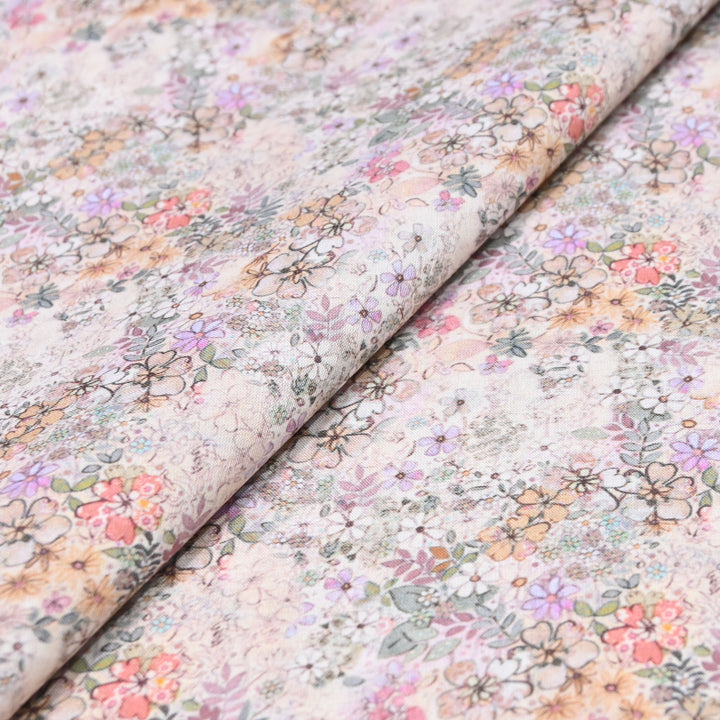 Rosy White Italian Lawn Print Fabric