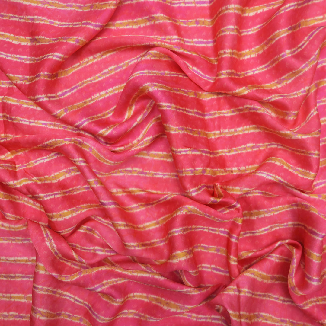 Pink Modal Satin Fabric in Digital Print