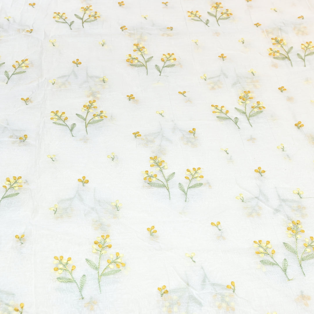 Dyeable Mul Chanderi Thread Embroidery Fabric – Soft Summer Designer Fabric-MF8212-7